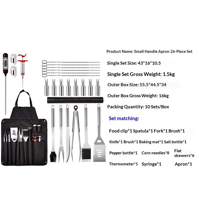 Barbecue Tool Outdoor BBQ Set 26-Piece Includes Apron Grilling Tools And Knives