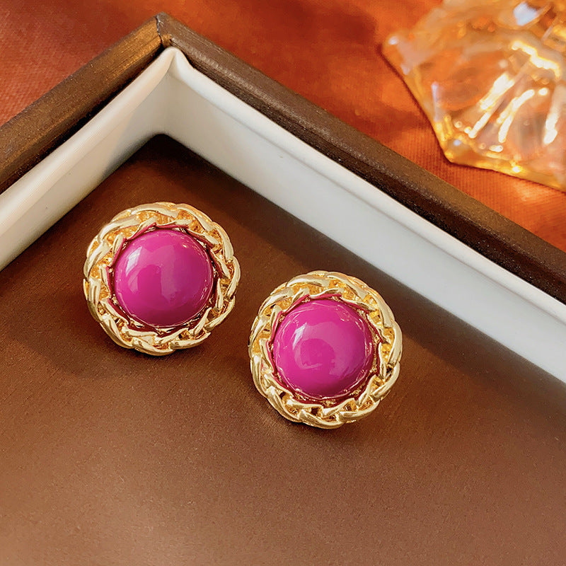 Retro Premium Geometric Floral Earrings - Silver Post, Light Luxury Vintage Style, Wholesale Fashion Earrings For Women