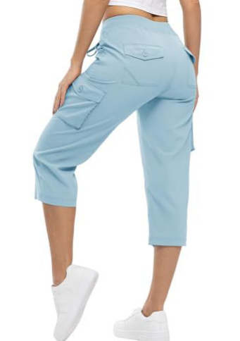 Women's Multi-Pocket Cargo Capri Pants, Sports Casual Outdoor Trousers, Lightweight Quick Dry Hiking Pants, Casual Pants