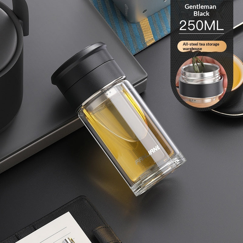 Chinese Character Simplificationcomplication Tea-water Separation Glass Cup Double-layer Teacup Pass