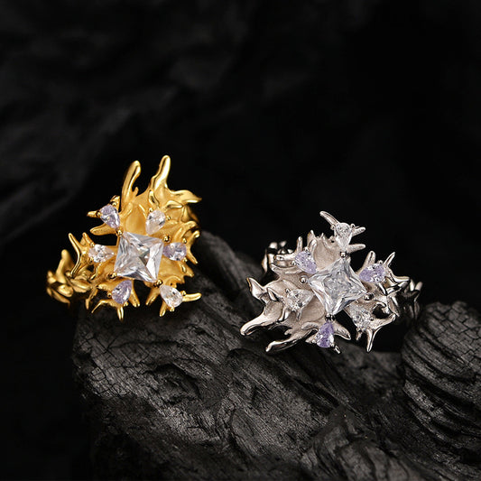 Korean-style Snowflake Zircon Ring For Women