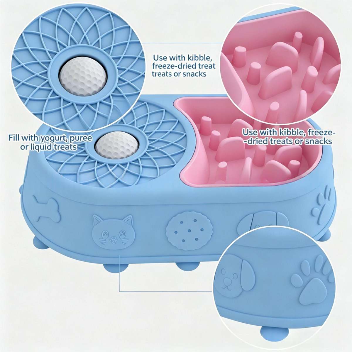 Non-slip Pet Licking Slow-feeding Bowl