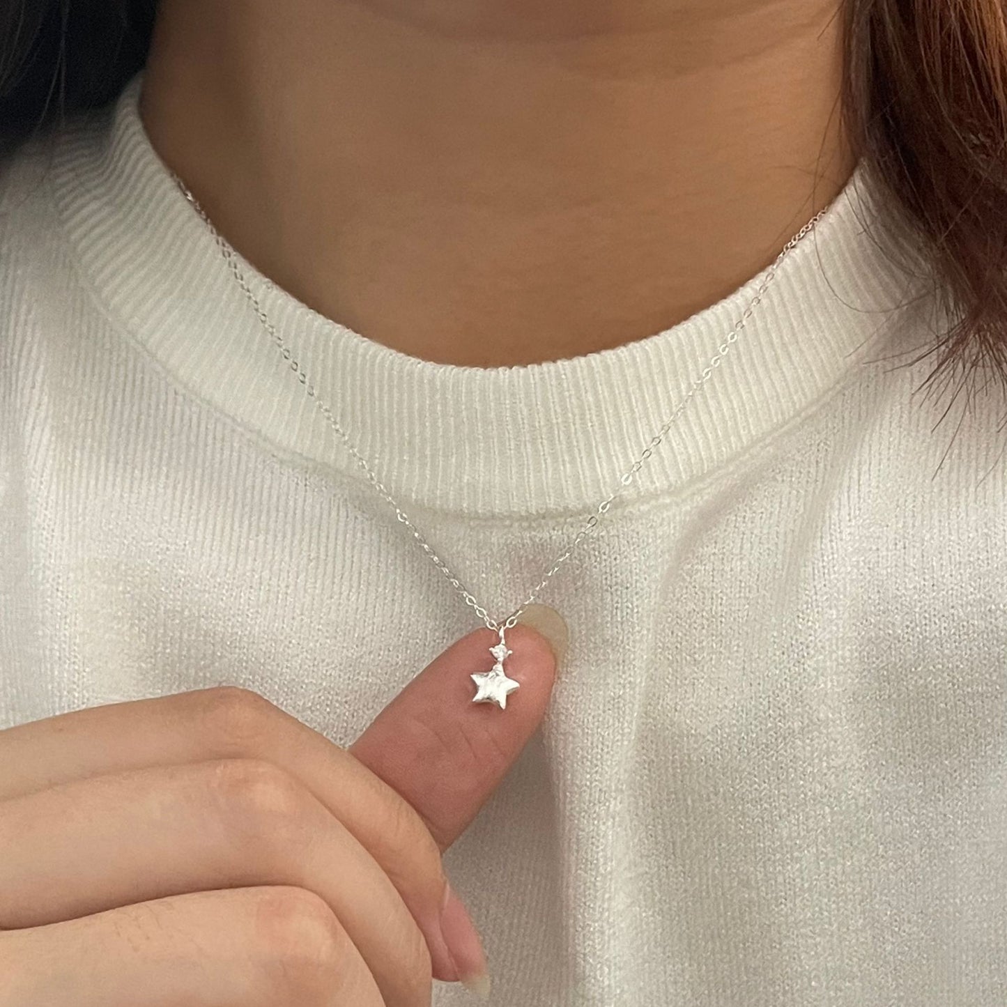 S925 Sterling Silver Korean Style Sparking Zirconium Brushed XINGX Necklace For Women