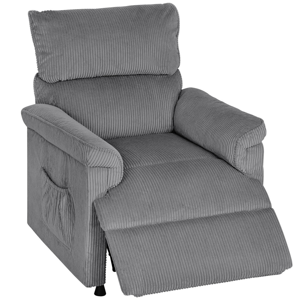 Corduroy Electric Massage Recliner - Grey