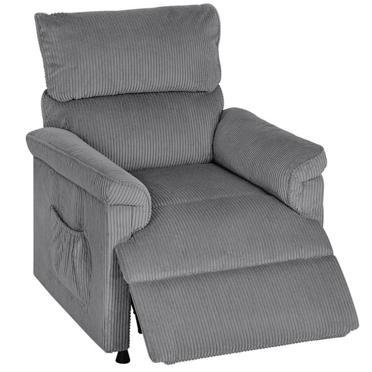 Corduroy Electric Massage Recliner - Grey