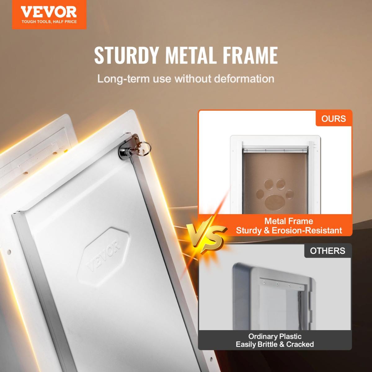 Pet Door, 14.25" X 21.1" Metal Frame With Lock And 3-Flap System, Weatherproof Doggy Door, Easy To Install In Interior Or Exterior Walls, Pet Door Suitable For Cat Doggie Kitties (White-Large)