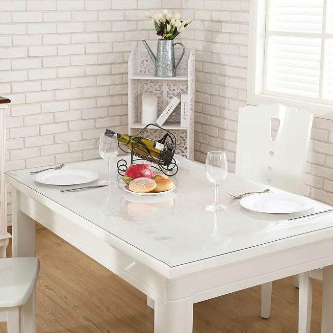 Table Cover 48x71Inch 1.5 Mm Thick Clear Desk Protector Rectangle PVC Desk Mat Waterproof & Easy Cleaning Desk