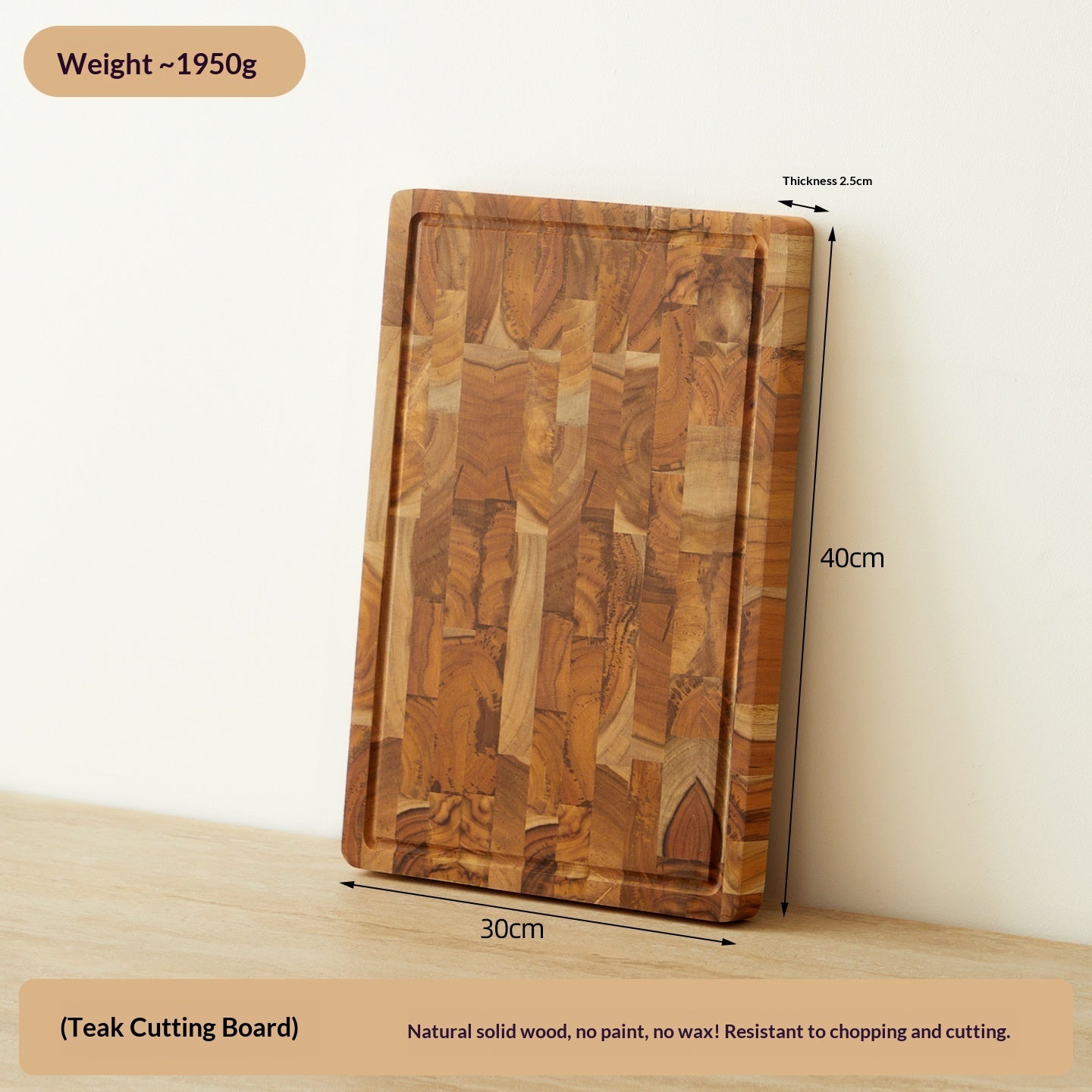 Teak Cutting Board Double-sided For Home Use Solid Wood