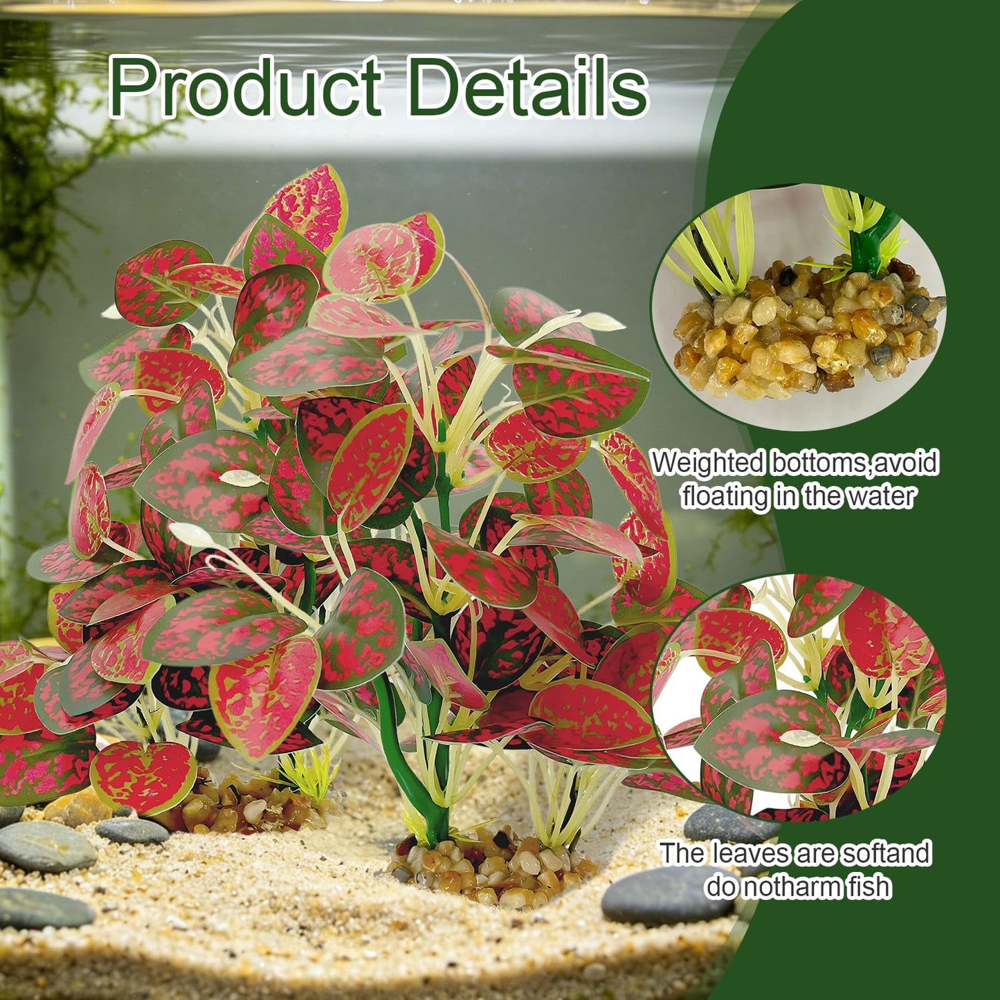 Silk Aquarium Plants 2-Pack, 8.6-inch Artificial Aquarium Silk Plants -  Simulated Fish Habitat Decor, Safe Silk Plants For Aquariums Fish Fishbowl