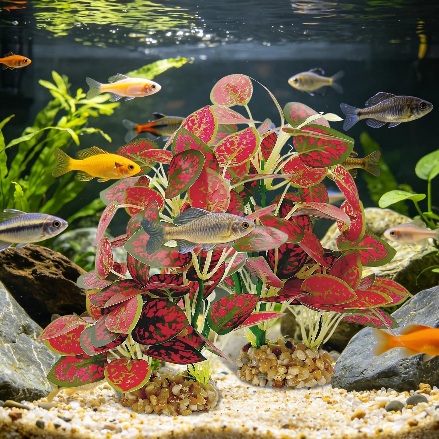 Silk Aquarium Plants 2-Pack, 8.6-inch Artificial Aquarium Silk Plants -  Simulated Fish Habitat Decor, Safe Silk Plants For Aquariums Fish Fishbowl