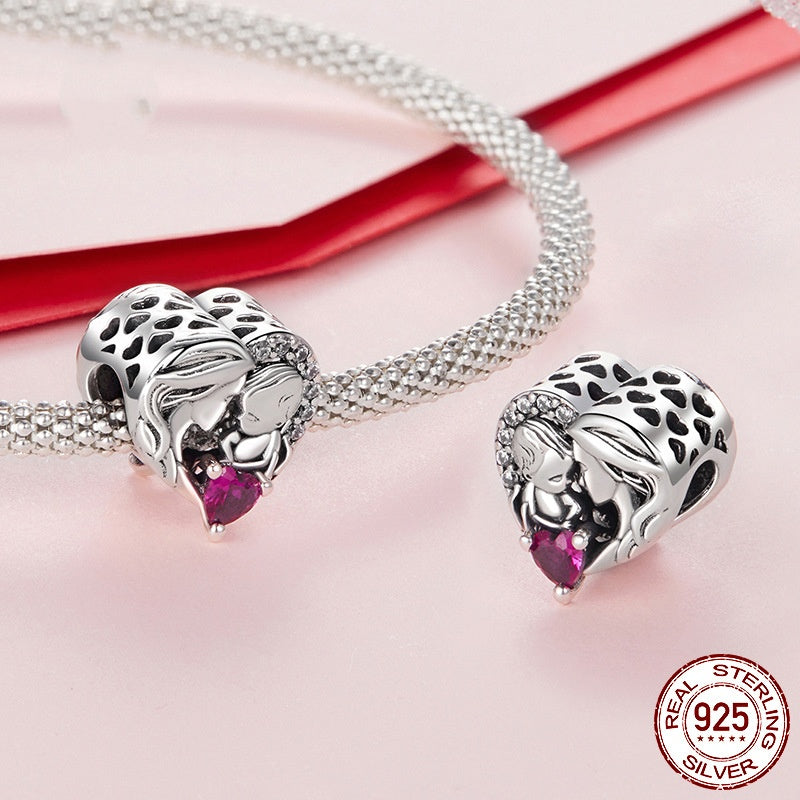 S925 Silver Mother-child Family Affection Beaded Festival Diy Bracelet Accessories