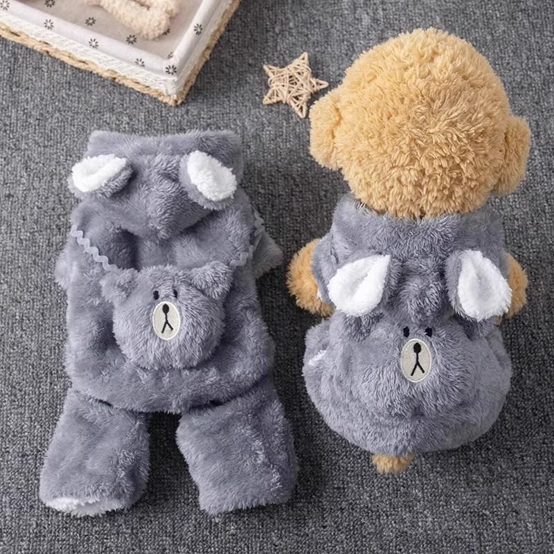 Winter Pet Clothing Teddy Bear-style Four-legged Outfit Fleece-lined And Extra-thick
