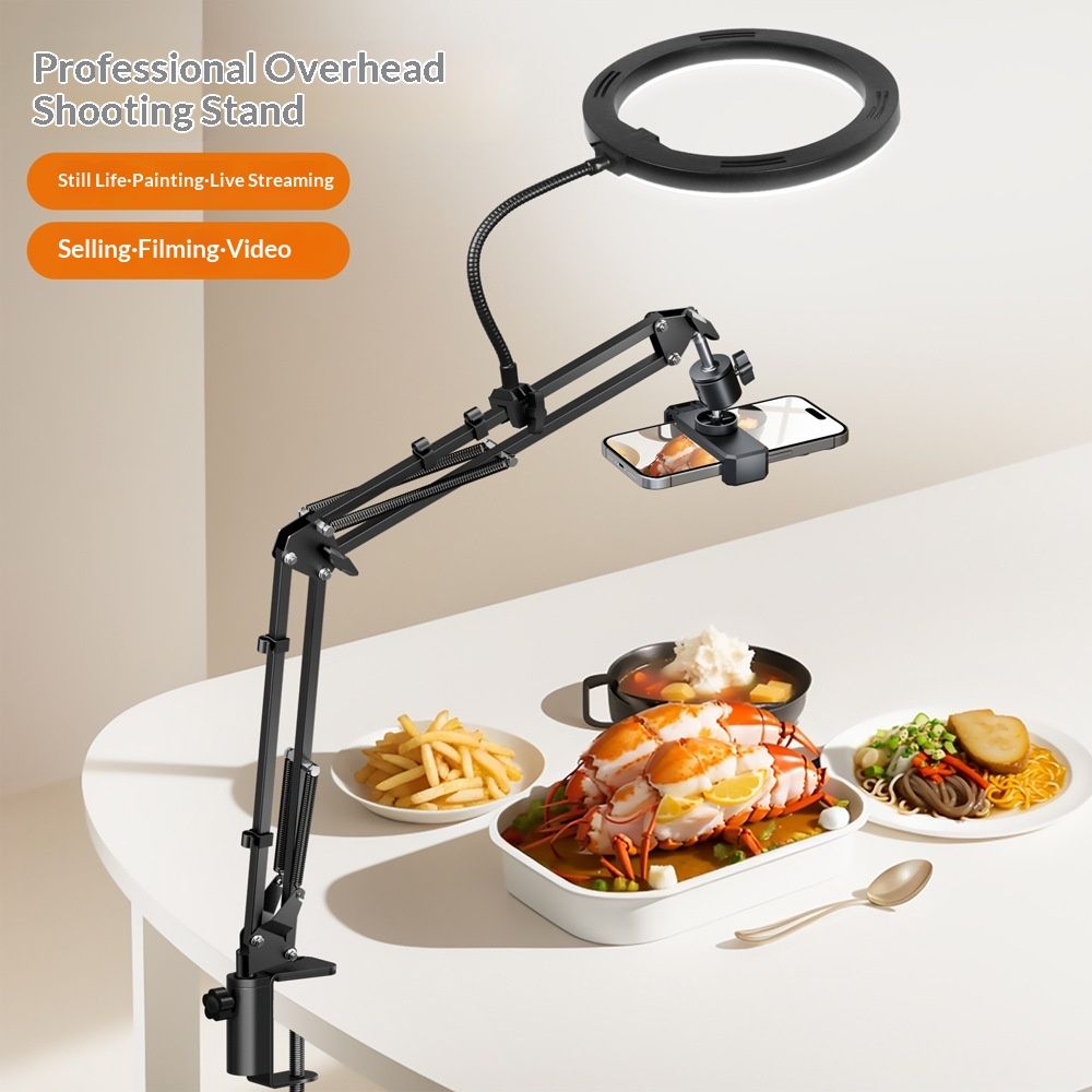 Mobile Phone Desktop Shooting With A Downward-angle Stand And Fill Light