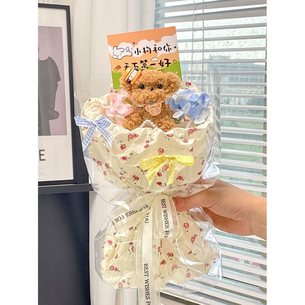 Handmade Puppy Pipe Cleaner Doll Bouquet Gift