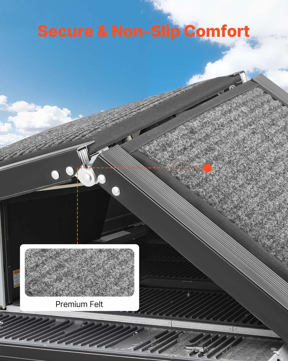 Dog Ramp For Cars, 63" L X 17" W, Folding Pet Ramps For Medium & Large Dogs Up To 250lbs, Pet Stair Ramp With Non-Slip Felt Rug Surface, Portable Outdoor Dog Car Ramps For SUV & Truck