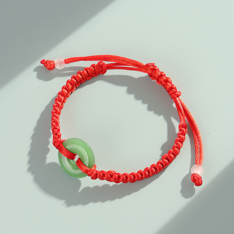 Creative New Red Rope Bracelet Men's And Women's Imitation Jade Safety Buckle Hand-woven Couple Bracelet Jewelry Stall Supply