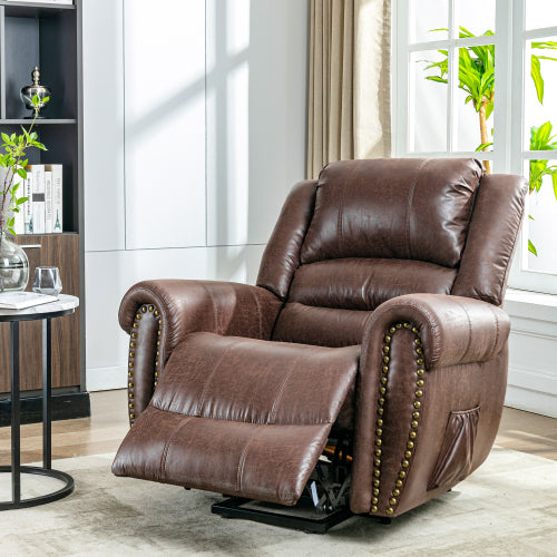 Large Power Lift Recliner Chairs With Massage And Heat For Elderly Big People, Massage Chair Heavy Duty Electric Faux Leather Reclining Chairs With USB Port And 2 Side Pockets