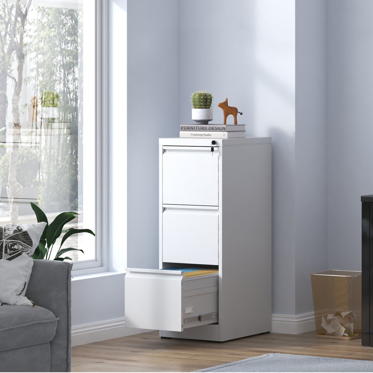 3 Drawer Metal Vertical File Cabinet With Lock Office Home Steel Vertical File Cabinet For A4 Legal Letter Size3