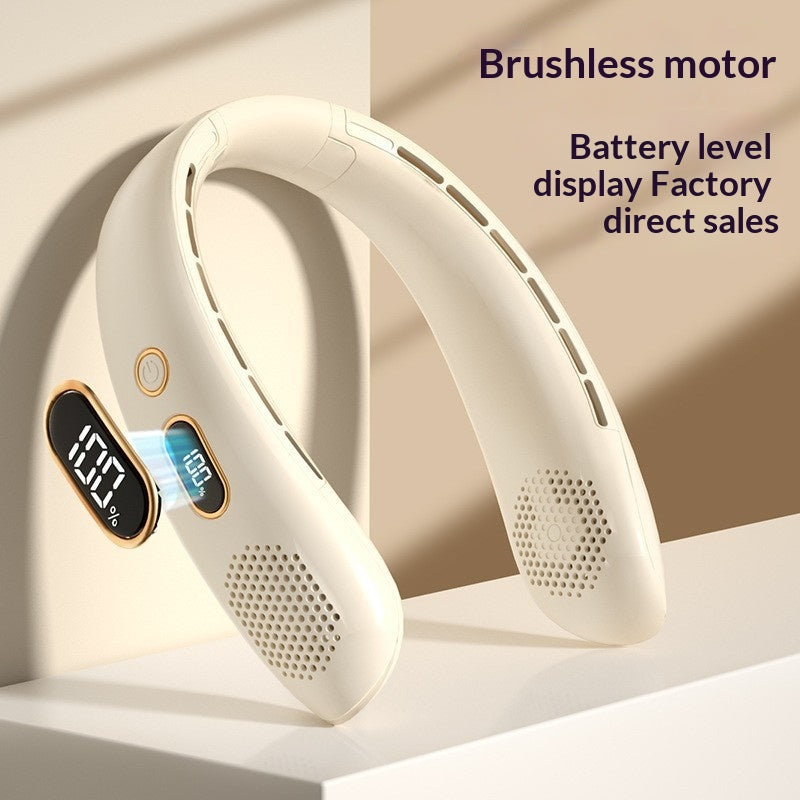 Foldable USB-Charging Digital Display Neck Fan