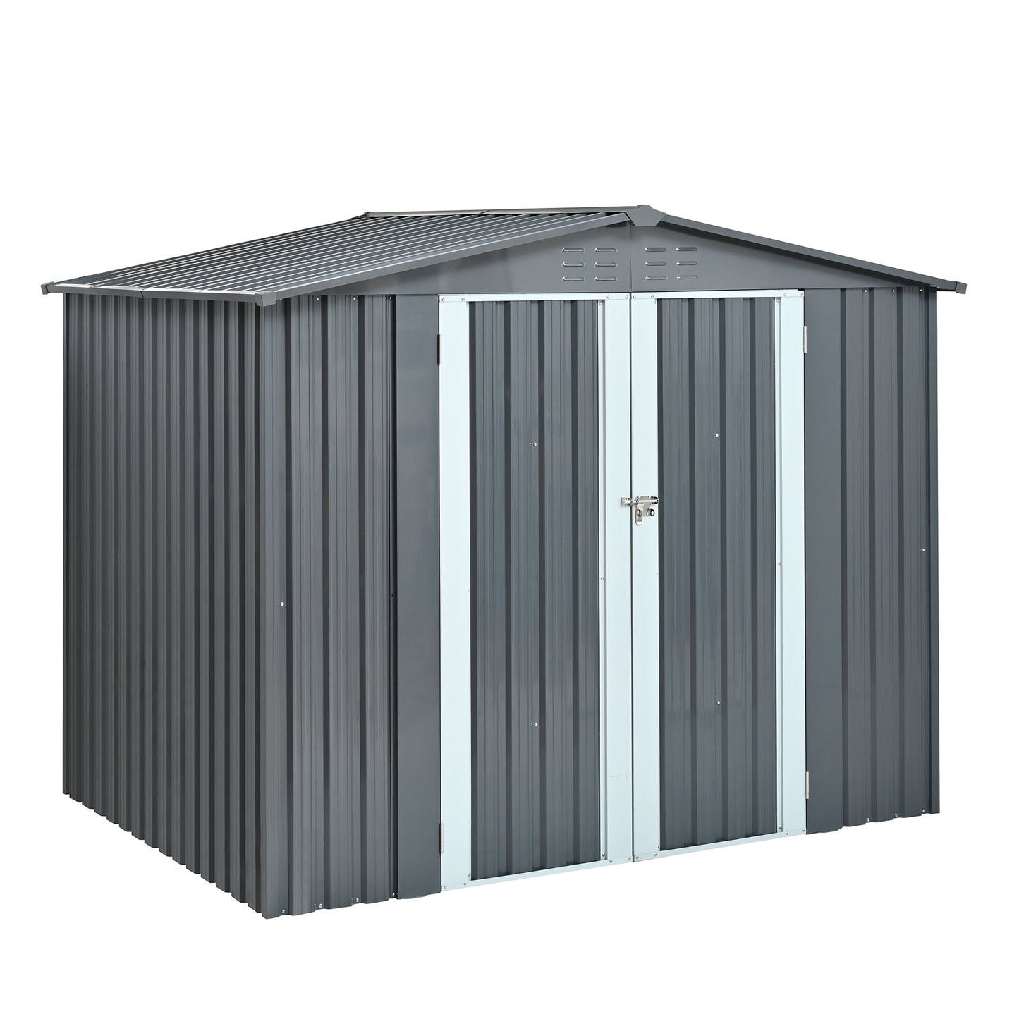 Metal Storage Shed With Double Doors, Heavy-Duty Galvanized Steel Outdoor Garden Shed For Tools, Lawn Equipment, And Yard Storage 72.8Hx68.9Dx87.8W