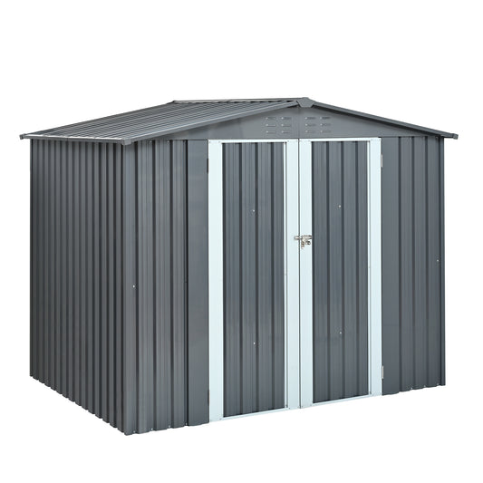 Metal Storage Shed With Double Doors, Heavy-Duty Galvanized Steel Outdoor Garden Shed For Tools, Lawn Equipment, And Yard Storage 72.8Hx68.9Dx87.8W
