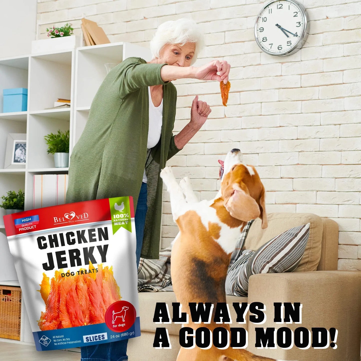 Chicken Jerky Dog Treats 1.5 Lb Human Grade Pet Snacks Grain Free Organic Meat All Natural High Protein Dried Strips Best Chews For Training Small & Large Dogs
