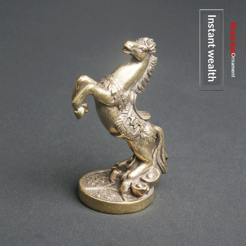 Retro Brass Galloping Horse Stepping On Ingot Creative Desk Ornament
