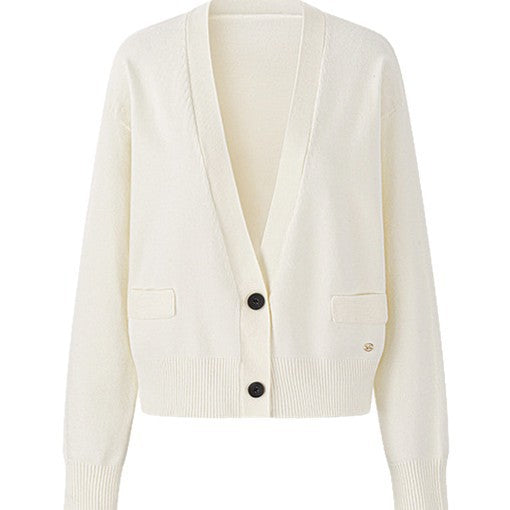 Korean-style Simple Solid-color V-neck Two-button AutumnWinter New Knitted Cardigan