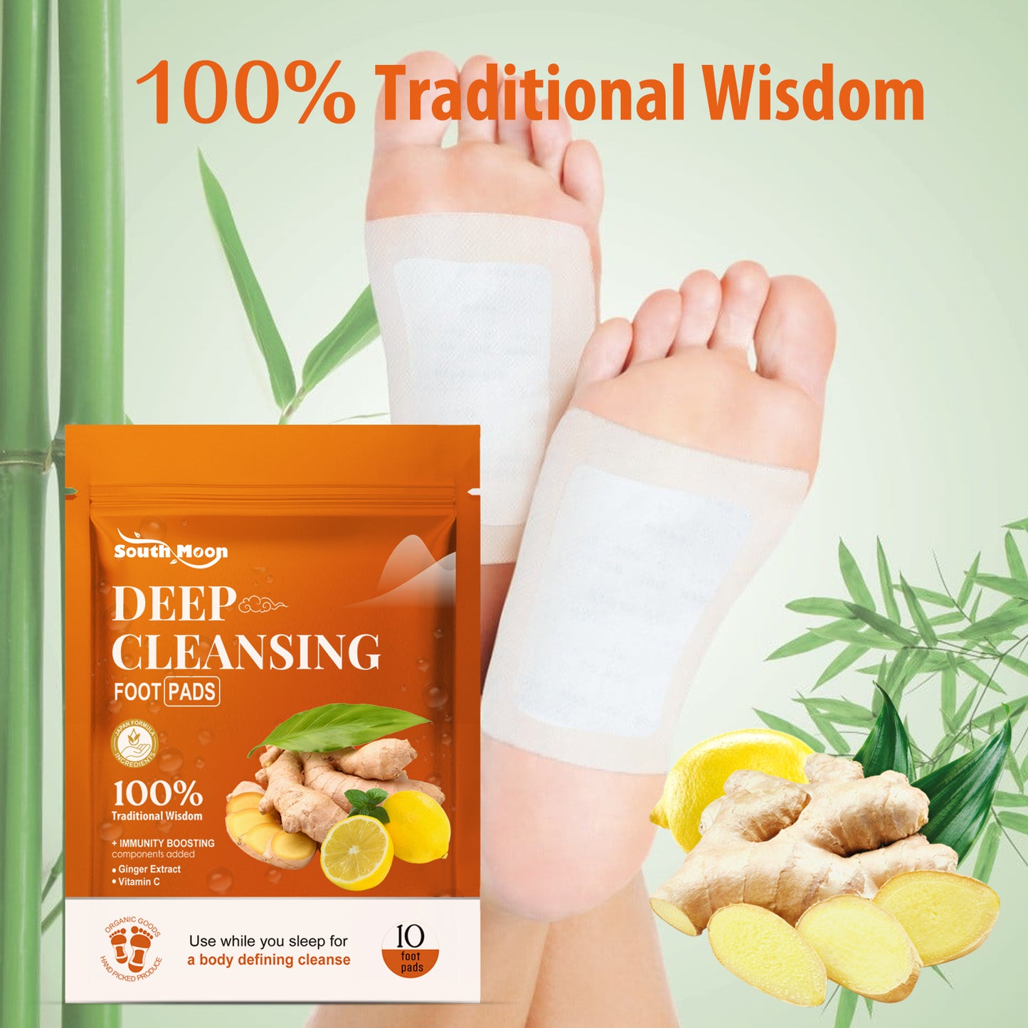 South Moon Ginger Deep Cleansing Pad, Ease, Relax And Improve Sleep Quality Foot Care Patch