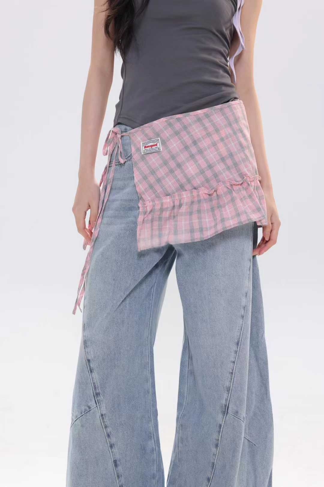 Korean-style Preppy Plaid Skirt With A Ruffled Hem And A-line Tiered Design