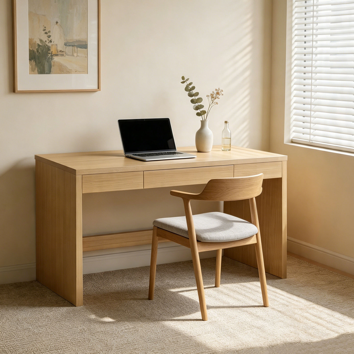 47 Inch Computer Desk And Writing Table - Farmhouse Home Office Desk With Drawer, Study Desk For Bedroom, Writing And Home Office Table
