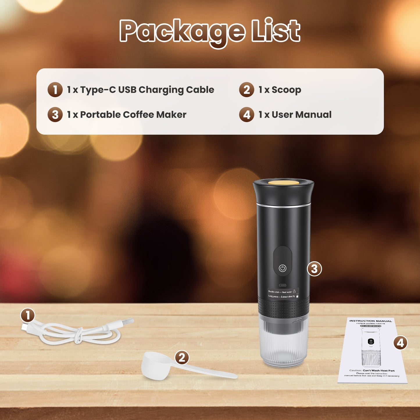 3 In 1 Portable Espresso Machine Cordless Mother Day Self Heating Coffee Maker With 7500mAh Battery Heating 20Bar Pressure Anti Dry Burn Fit For Ground Coffee Capsules For Camping Hiking RV Home