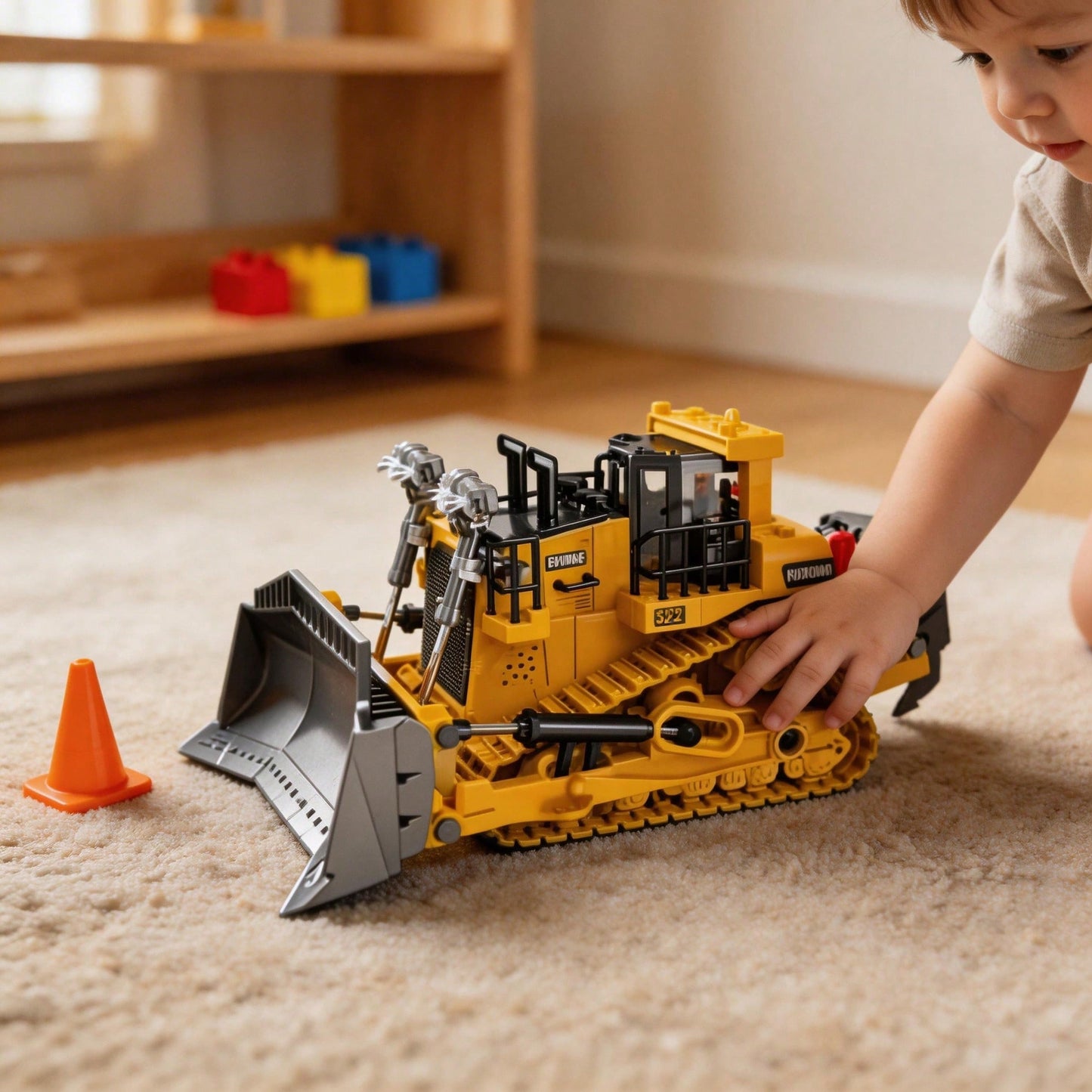 9 Channel 2.4GHz RC Heavy Duty Alloy Bulldozer With Metal Blade, Rechargeable Battery And Cyber Truck Style. The Ultimate Construction Toy For Active Boys And Kids Ages 6, Perfect Gift