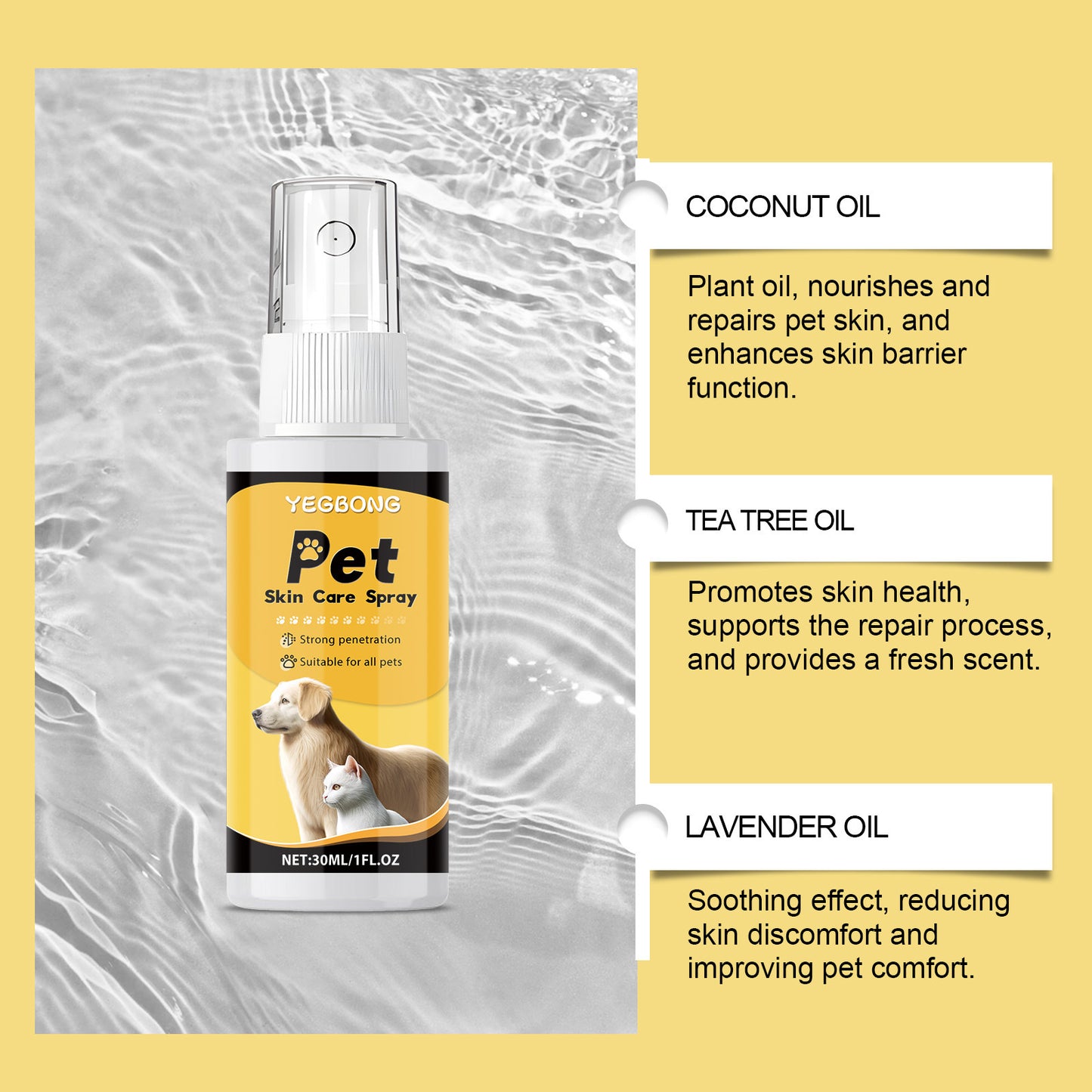 Yegbong Pet Skin Care Spray Gentle Care For Cats And Dogs' Skin Discomfort, Moisturizing Care Spray