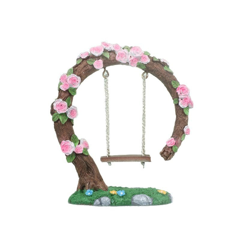 Resin Craft Rose Flower Swing Decoration For Home
