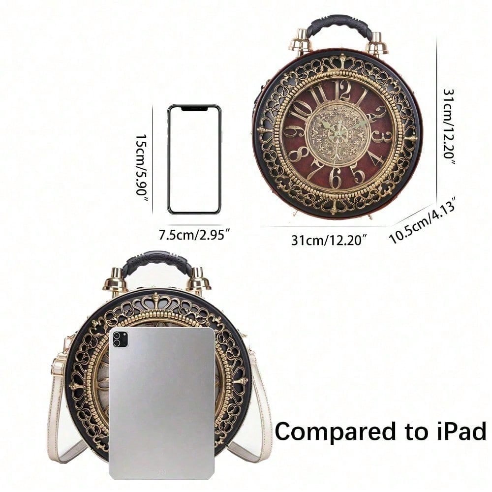 Retro Clock Shaped Crossbody Purse Handbags Women Shoulder Bag Vintage Steampunk Messenger Bags Designer Clock Purse,  Bags For Women, Summer, Tote Bags For Women, Valentine's Day Gifts, Romantic Gift