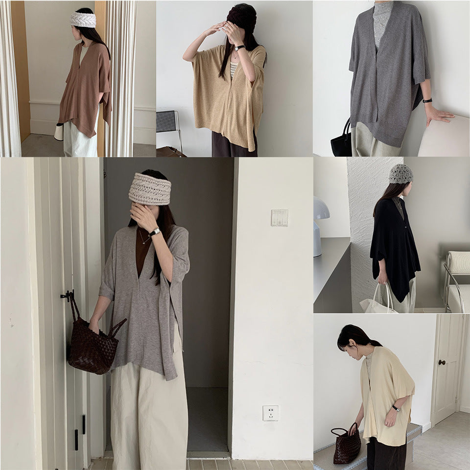 Korean-style Fashionable Versatile Travel Cloak Knitted Cardigan