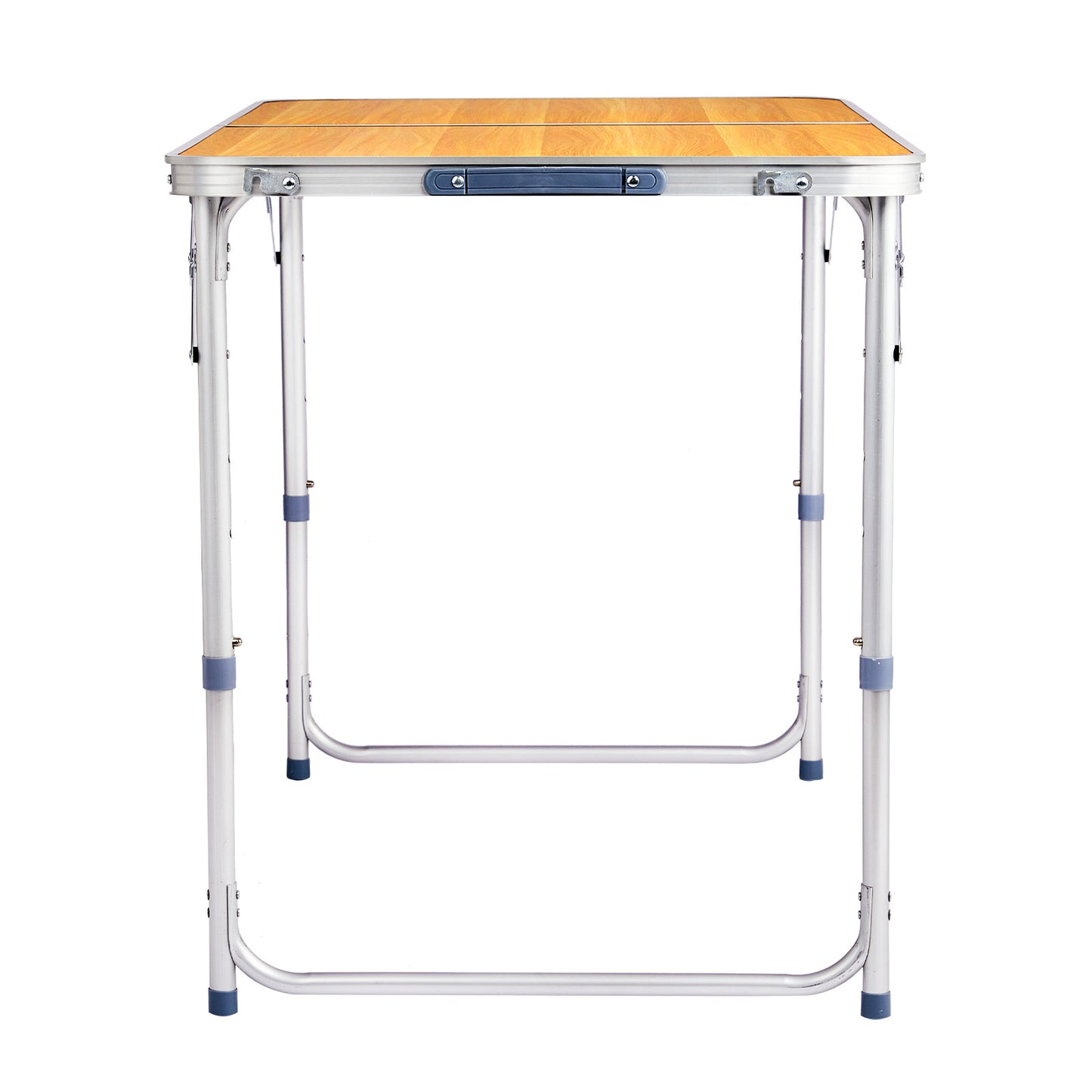 4FT Adjustable Height Folding Table, 120-60cm Portable Aluminum Foldable Camping Table Wood Grain Utility Table For Picnic BBQ Party Indoor Outdoor