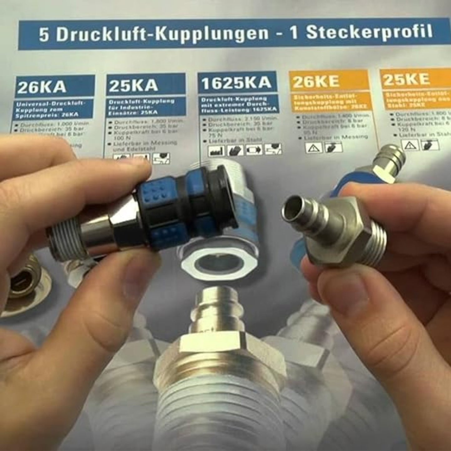 Compressed Air Coupler Set For Compressors, Pneumatic Quick Couplers With Push-on Nipples, Versatile Connection Set For Compressed Air Tools And Hoses—multi-piece Set