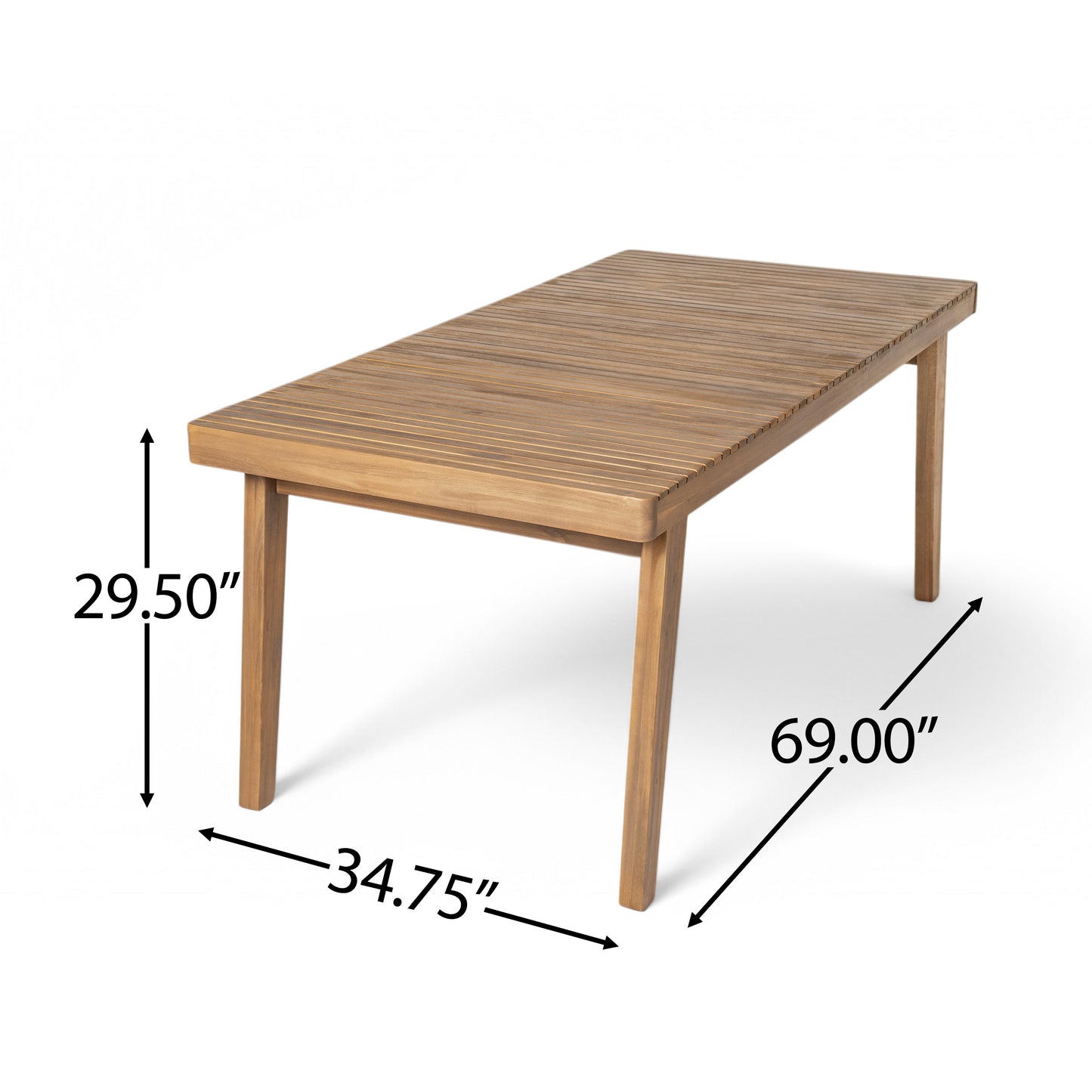 69  Acacia Wood Outdoor Dining Table With Slatted Top, 300 Lbs Weight Capacity, Ideal For Patio & Garden Gatherings, Brown
