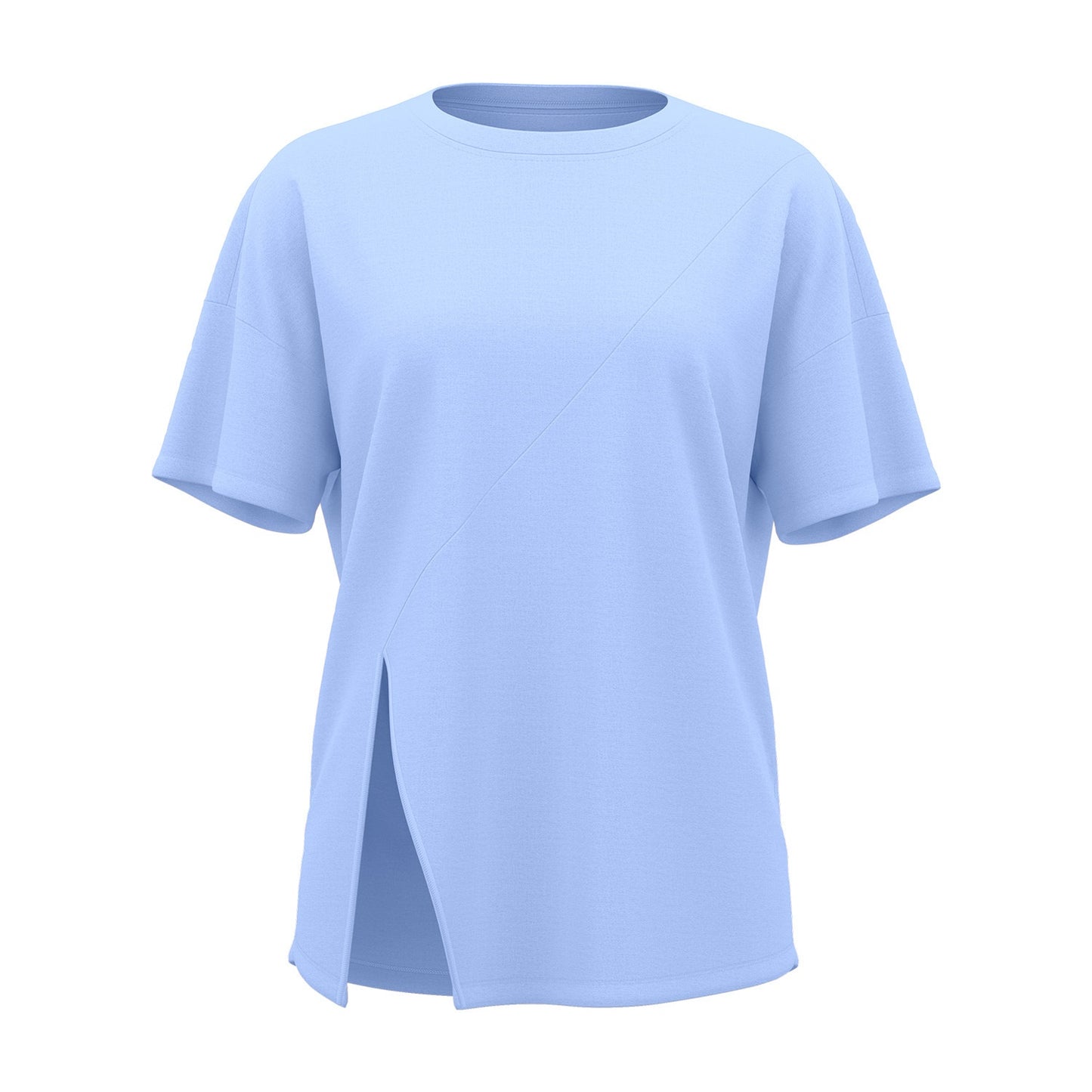 Split-front Loose-fit Short-sleeve Tunic For Yoga Running And Fitness