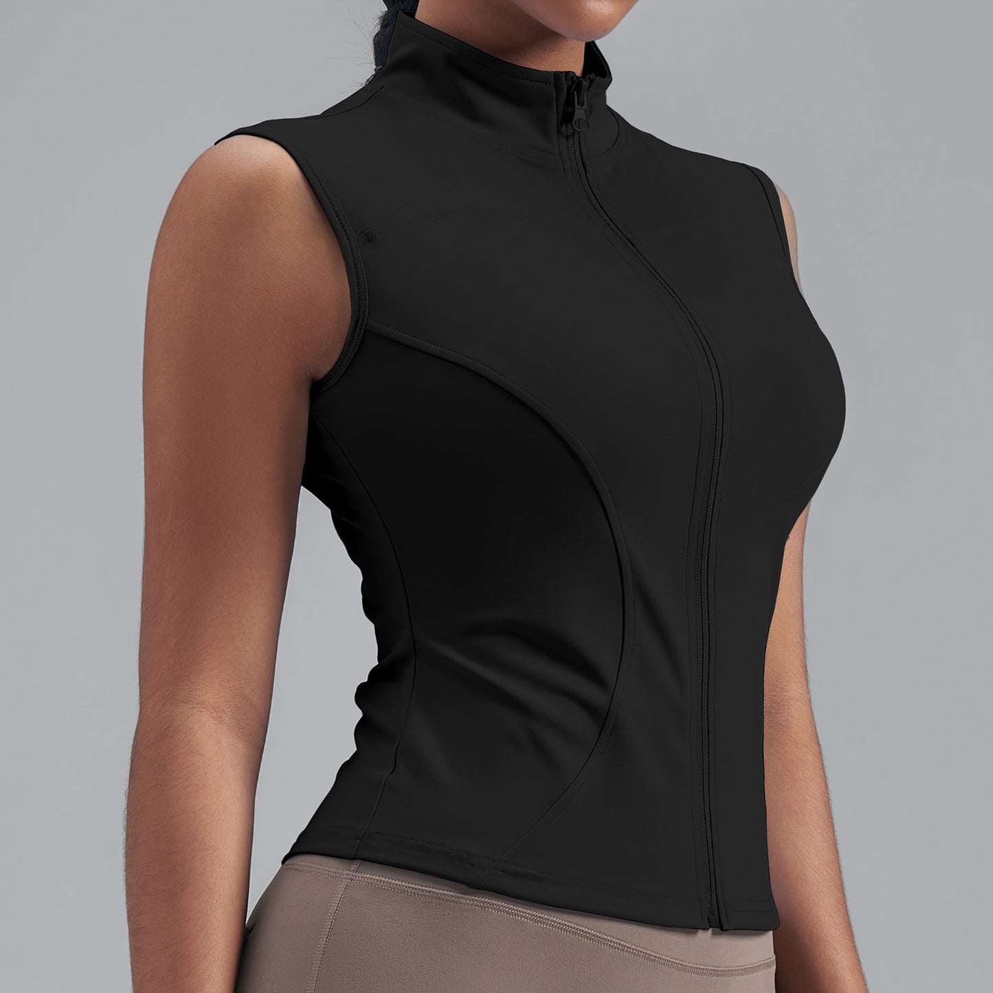 New Womens Stand-collar Sleeveless Jacket