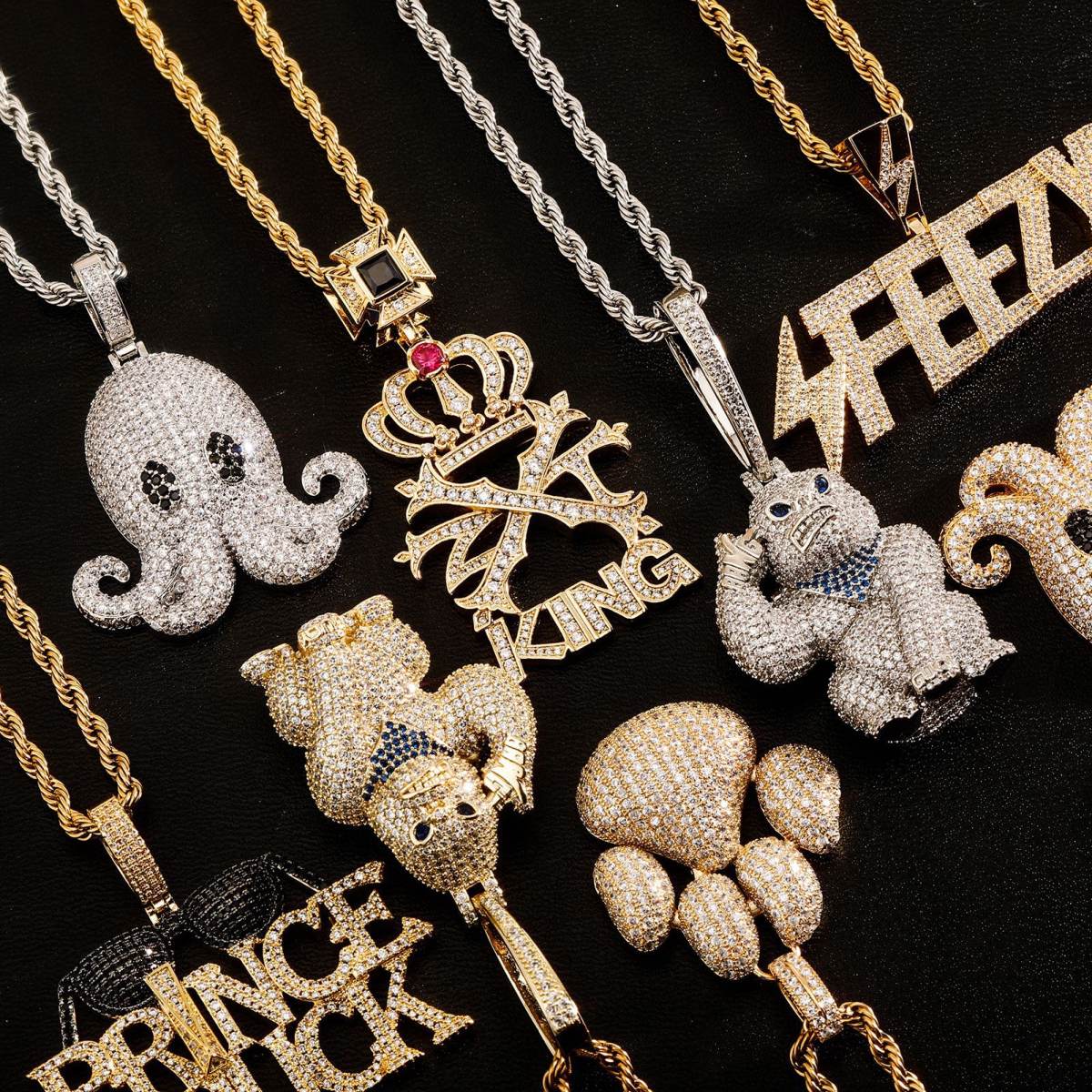 Diamond Letters Hip Hop Pendant Copper Trendy All-matching Accessories