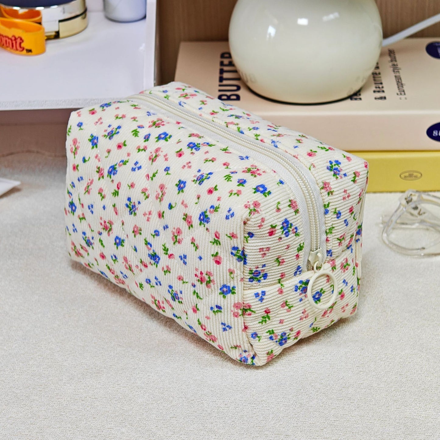 Printed Quilted Makeup Large Capacity Portable Toiletry Bag For Travel