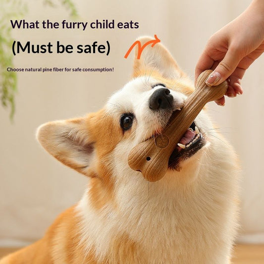 Pet Toy Dog Bone Bite-resistant Teeth-cleaning Made From Natural Pine Wood