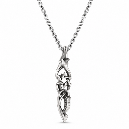 Antique Twisted Knot Pentagram Openwork Pendant Necklace For Men Women, Copper Plated Silver Vintage Gothic Celtic Biker Street Punk Jewelry Gift