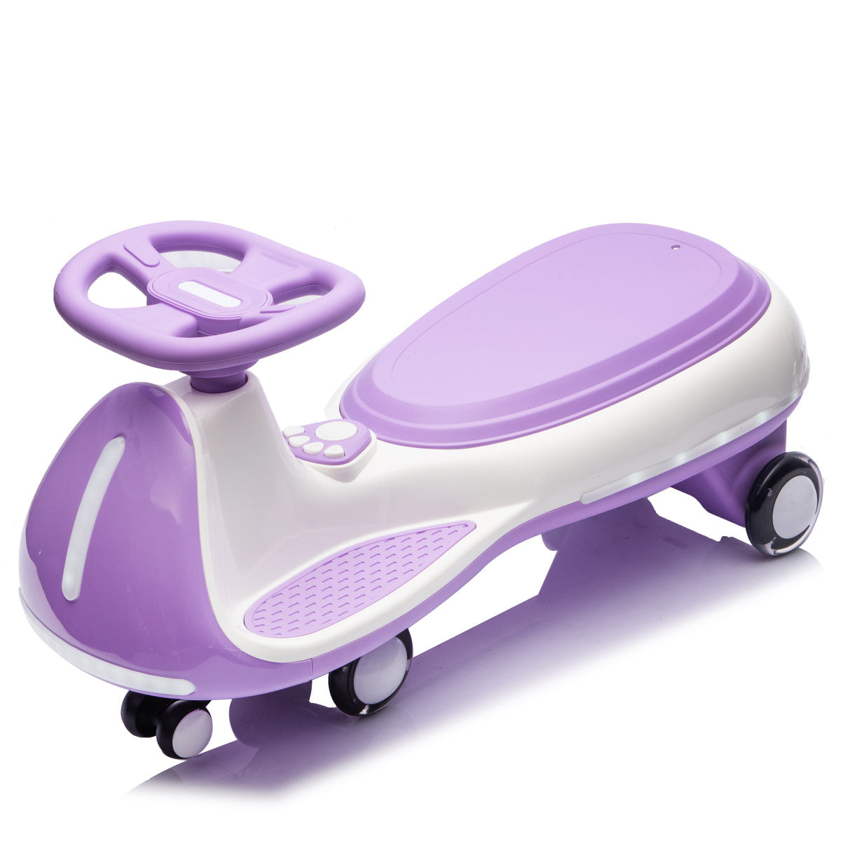 12V Kids Ride On Electric Wiggle Car W 2-in-1 Smart Design,Controllable LED Lights,Flashing PU Wheels&Wide Front Auxiliary Wheels,Triangular Stability Frame,5MPH Max Speed,Bluetooth Music,for Kids 3-8