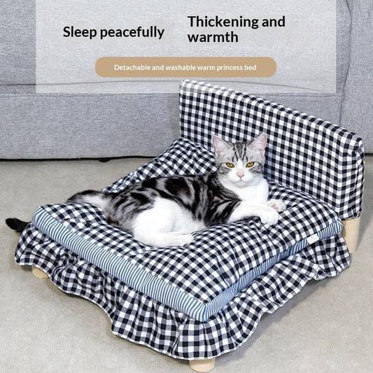Detachable And Washable All-Season Wooden Pet Bed