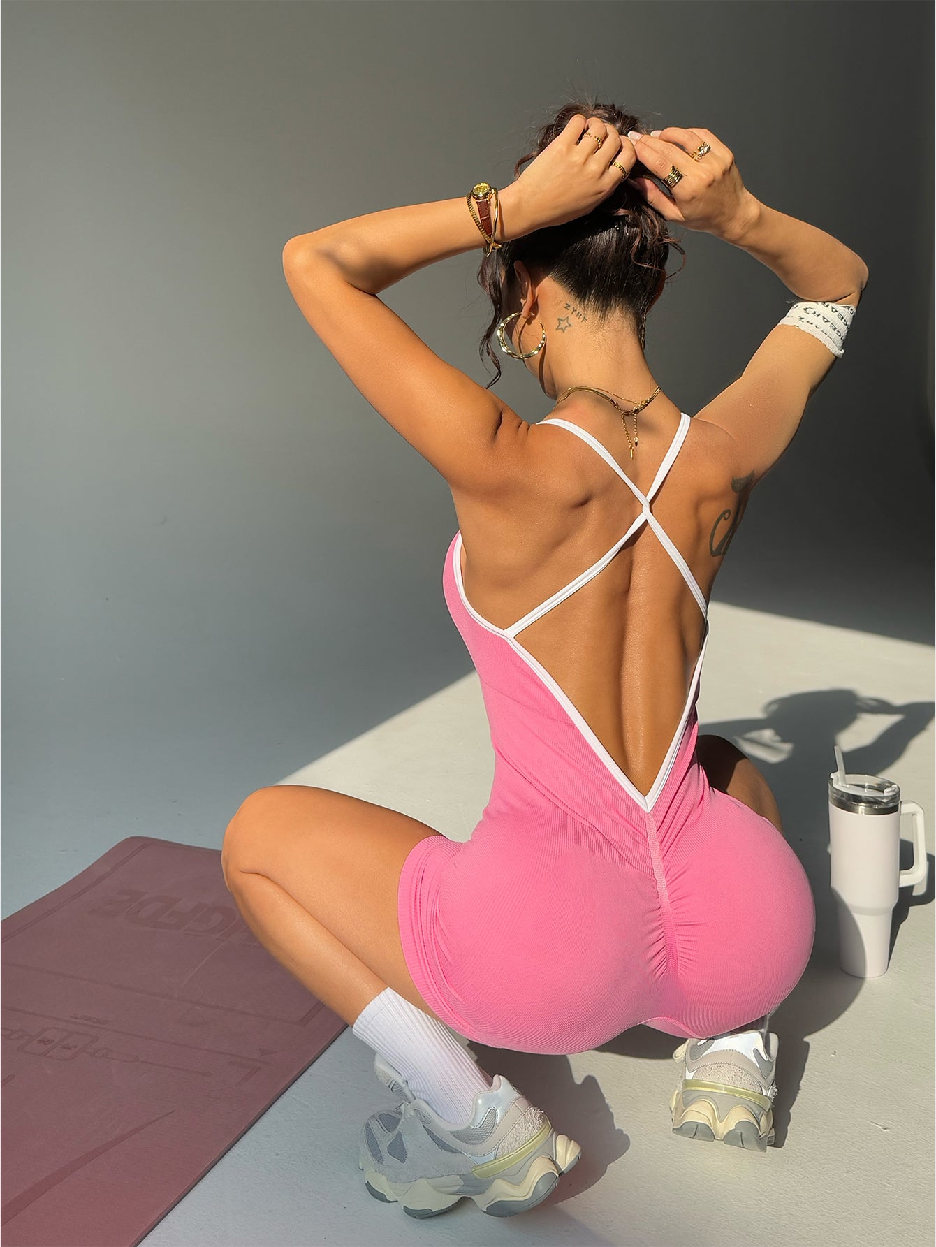 Sports Yoga Jumpsuit Sleeveless Quick-drying Thread Tight Fit Fitness One-piece Yoga Suit
