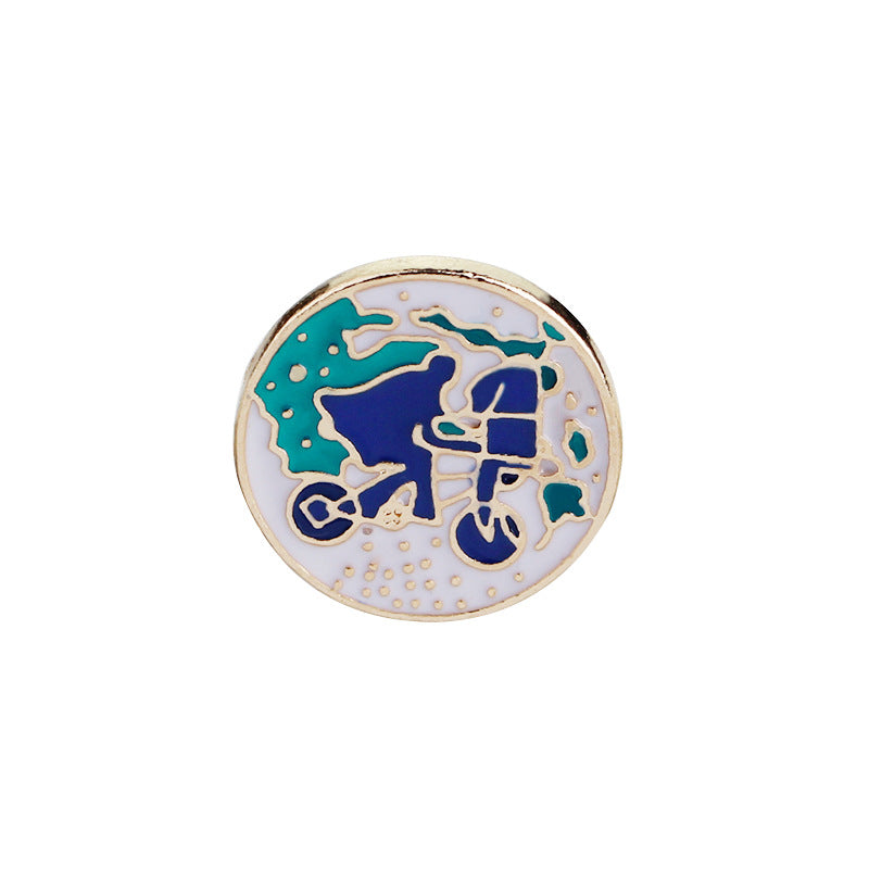 Creative Long Hair Beauty Bicycle Wishing Bottle Socks Cartoon Enamel Brooch